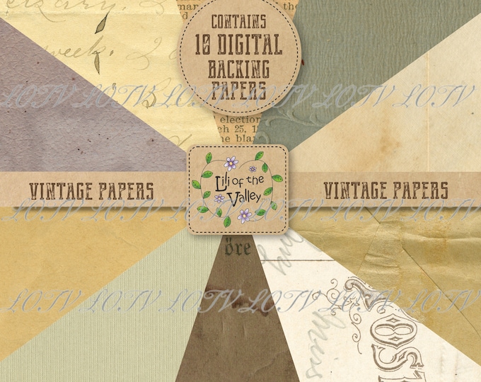 Lili of the Valley Backing Paper Set - Vintage Paper, JPEG, Digital