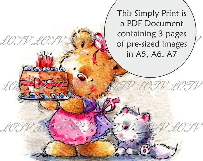 Lili of the Valley Full Colour Simply Print - IH - I Baked a Cake, 3 Page PDF Ready to Print Document, Digital