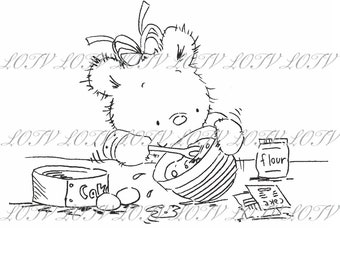 Lotv Digi Stamp - IH - Busy Baking, JPEG, Bear, Digital