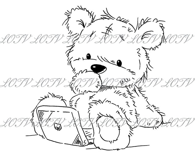 LOTV Digi Stamp - CG - James Laptop, JPEG, Cute, Bear, Birthday, Sweet, Animal, Digital
