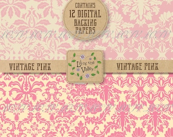 Lili of the Valley Backing Paper Set - AP - Vintage Pink, JPEG, Digital