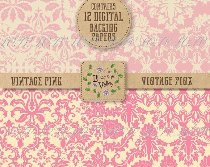 Lili of the Valley Backing Paper Set - AP - Vintage Pink, JPEG, Digital