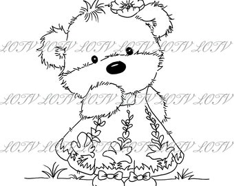 LOTV Digi Stamp - Dressed Up, JPEG, Cute, Bear, Birthday, Sweet, Animal, Digital