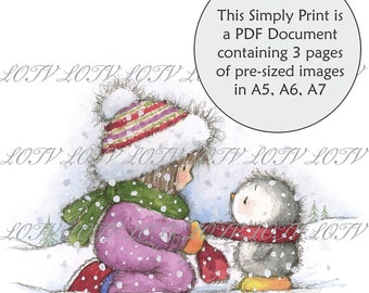 LOTV Full Colour Simply Print - GC - Cosy Penguin, 3 Page PDF, Digital
