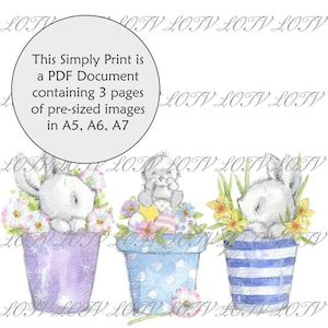 LOTV Full Color Simply Print - GC - Two Little Rabbits - Lente, bloemen, pdf van 3 pagina's, klaar om af te drukken, digitaal
