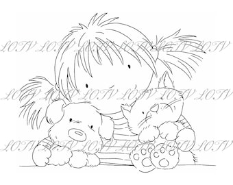 LOTV Digi Stamp - Cuddle Time, JPEG, Girl, Digital