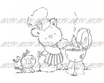 LOTV Digi Stamp - IH - Busy Bears - Top Chef, JPEG, Boys, Men, Birthday, Male, Digital