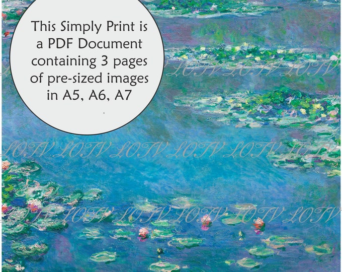 LOTV Full Colour Simply Print - Water Lilies - 1873 - Claude Monet - 3 Page PDF