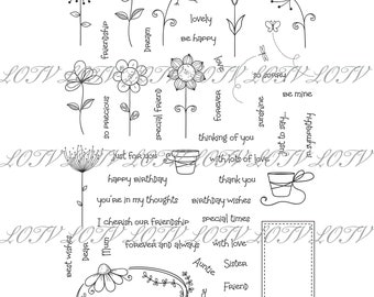 Simply Sweet Stamp Set, Blooming Lovely, JPEG, Flowers, Digital