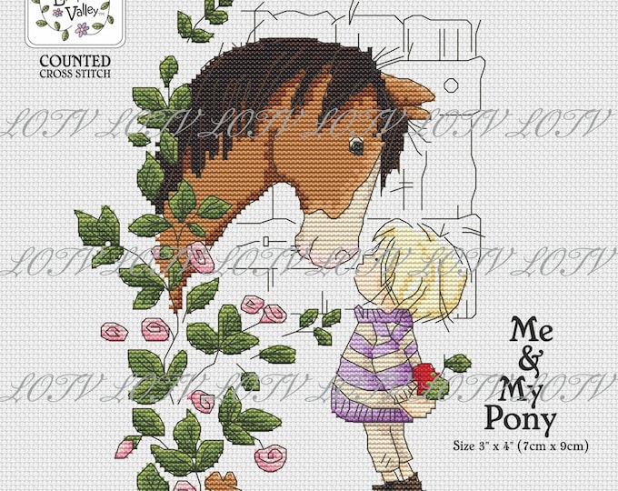 Me and My Pony - Cross Stitch Downloadable Chart - PDF Pattern