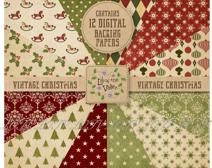 LOTV Backing Paper Set - KR - Vintage Christmas, JPEG, Digital