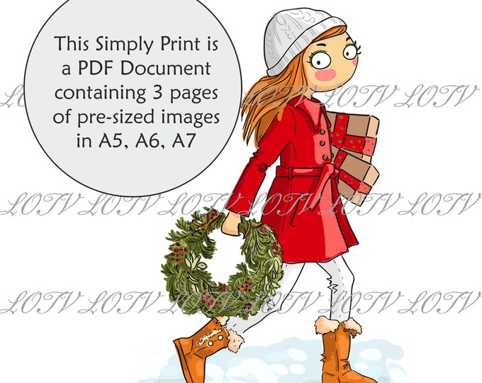 Lili of the Valley Full Colour Simply Print - December - Thoroughly Modern Misses, 3 Page Ready to Print PDF Document, Digital