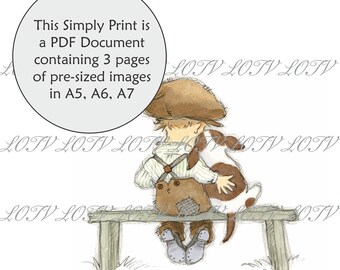 LOTV Full Colour Simply Print - AS - Man's Best Friend, 3 Page PDF Ready to Print Document, Digital