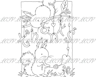 LOTV Digi Stamp - AS - Squirrels Thanks, JPEG, Cute, Squirrel, Thank You, Sweet, Animal, Digital