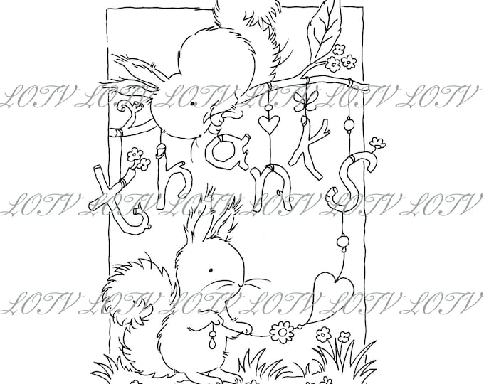 LOTV Digi Stamp - AS - Squirrels Thanks, JPEG, Cute, Squirrel, Thank You, Sweet, Animal, Digital