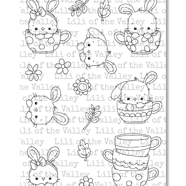 Teacup Bunnies - A5 Stamp Set