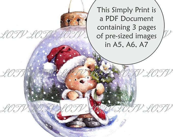 Lili of the Valley Full Colour Simply Print - IH -Teddy Bauble, 3 Page PDF Digital