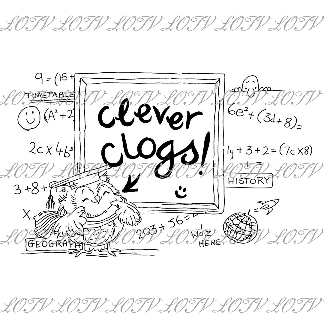 LOTV Digi Stamp GC Clever Clogs JPEG Cute Owl Exam - Etsy