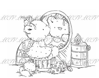 Lili of the Valley Digi Stamp - IH - Hello Gorgeous, JPEG, Bear, Digital