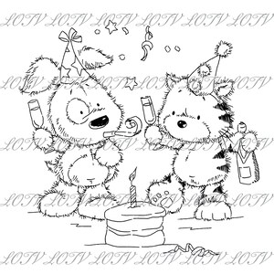 LOTV Digi Stamp - CG - Patch and Puss Party Time, JPEG, chat, chien, fête, numérique