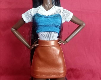 Faux Leather Skirt for Barbie and Fashion Royalty