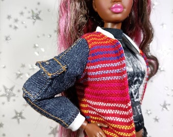 Mexican Bomber Hacker met denim sleves voor Fashion Royalty en Barbie