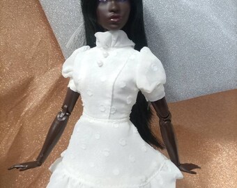 White Mini Dress with Open Back for Fashion Doll