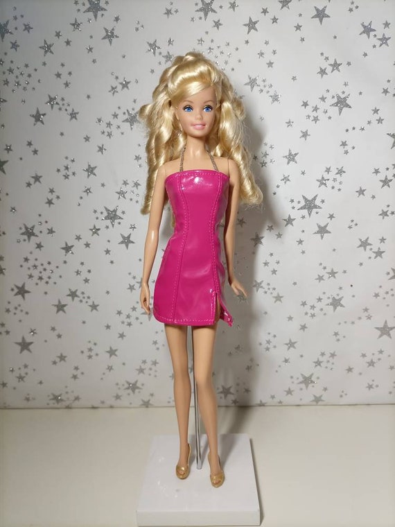 Pink Patent Fabric Mini Dress With Chain Straps Etsy