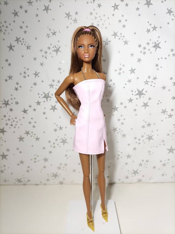 Light Pink Patent Fabric Mini Dress 