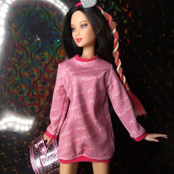 Pink Moschino T-shirt Dress for Barbie and Fashion Royalty and Male dolls