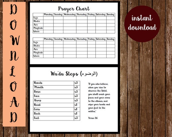 Sunnah Prayers Chart