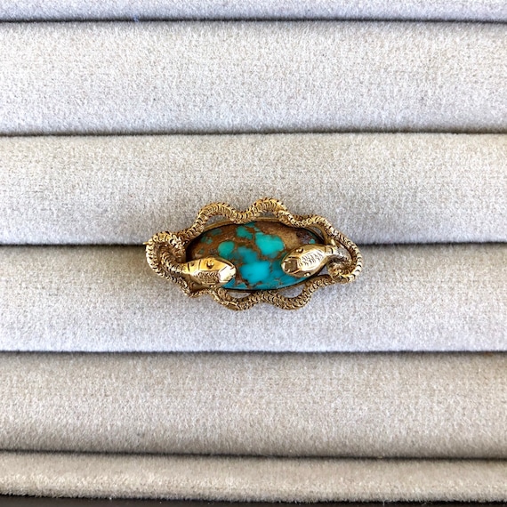 Victorian turquoise snake brooch, antique snake br