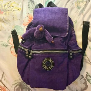 Purple Kipling mini backpack with monkey keychain City Zip Mini Backpack main image 3