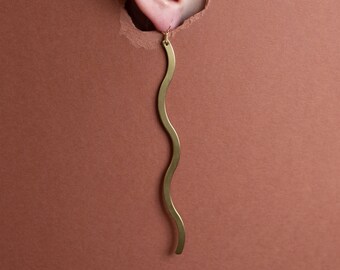 Yuma // Long Wavy Brass Squiggle Earrings