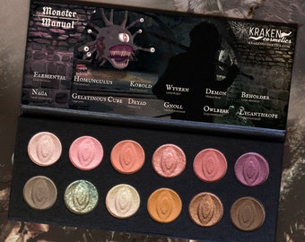 Monster Manual: Eyeshadow Palette // Makeup // Handmade // Vegan // Cruelty Free // Nerd Gifts // DnD