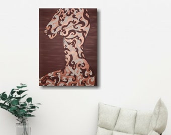 AWAKE at DAWN • Acrylic Painting • ABSTRACT •  Bold • Nude • Metallic • Sensual • Intimate • Feminine • Gift for that Special Someone!