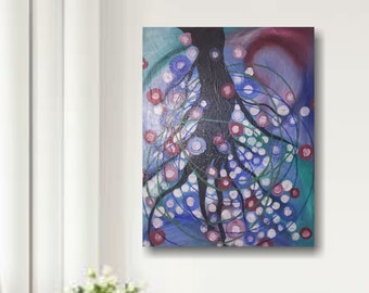 Laden Roots, gallery wrapped canvas, Acrylic Painting, tree, branches, abstract, roots