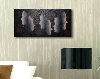 Shadows in Flesh - Profiles of Faces, Textured, Family, Relaxing, Calming, Serenity. Original Painting