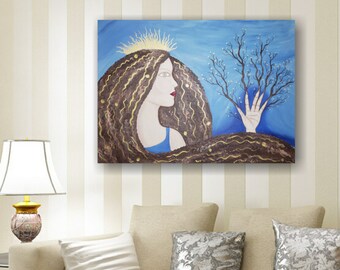 Dawning of Mother Blue - Surreal, Nature, Growth, Sun Crown, Fantasy, life, wisdom, divine
