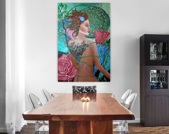 GARDEN SPECTER • SURREAL Painting • Feminine, Graceful, Colorful • Caretaker • Inspirational and Motivational • Creature Of Destiny!