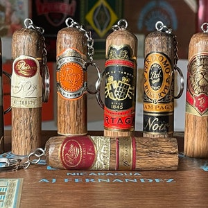 Wooden Cigar Keychains #3 gift for him/gift for her/handmade cigar label cigar accessory/cigar smoker gift