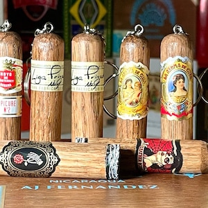Wooden Cigar Keychains #6 gift for him/gift for her/handmade cigar label cigar accessory/cigar smoker gift