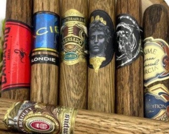 Christmas ORNAMENTS & Wooden CIGARS #1 gift for him/gift for her/handmade cigar smoker gift