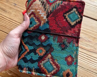 B6 Travel Journal Cover  | Colorful Woven Fabric Journal Cover, TN Cover, Handmade Notebook Cover, Journal Gift, Boho