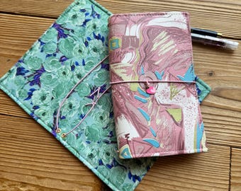 Blush Garden Travel Journal Cover | Regular/ Standard Size | Handmade Floral Notebook Cover, Pink TN Cover, Vegan Leather Journal Cover