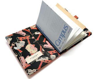 A6 Fauxdori Travelers Notebook style Cover | Orange & Japanese Shrine Gates | Pen Loop and Pocket