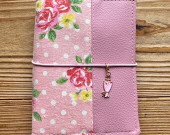 Pink Floral A6 Traveler’s Notebook Cover, A6 Journal Cover, Travel Journal Cover |  Gift for Journal Lovers