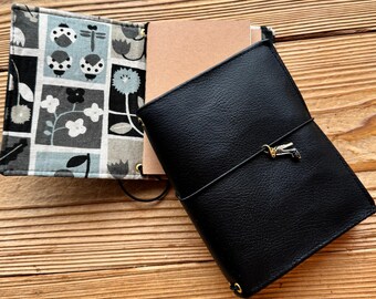 Traveler Journal Cover | Black | Passport Size and A6 Size | Vegan
