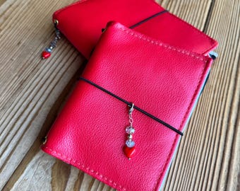 Traveler Journal Cover | Red Faux Leather | A6 and Passport Size