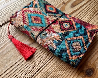 Travel Journal Cover Regular / Standard Size, Colorful Woven Fabric Journal Cover, TN Cover, Handmade Notebook Cover, Journal Gift, Boho